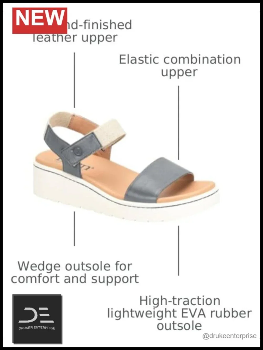 Born Women's Kyla Platform Wedge Sandals Leather Adjustable Strap